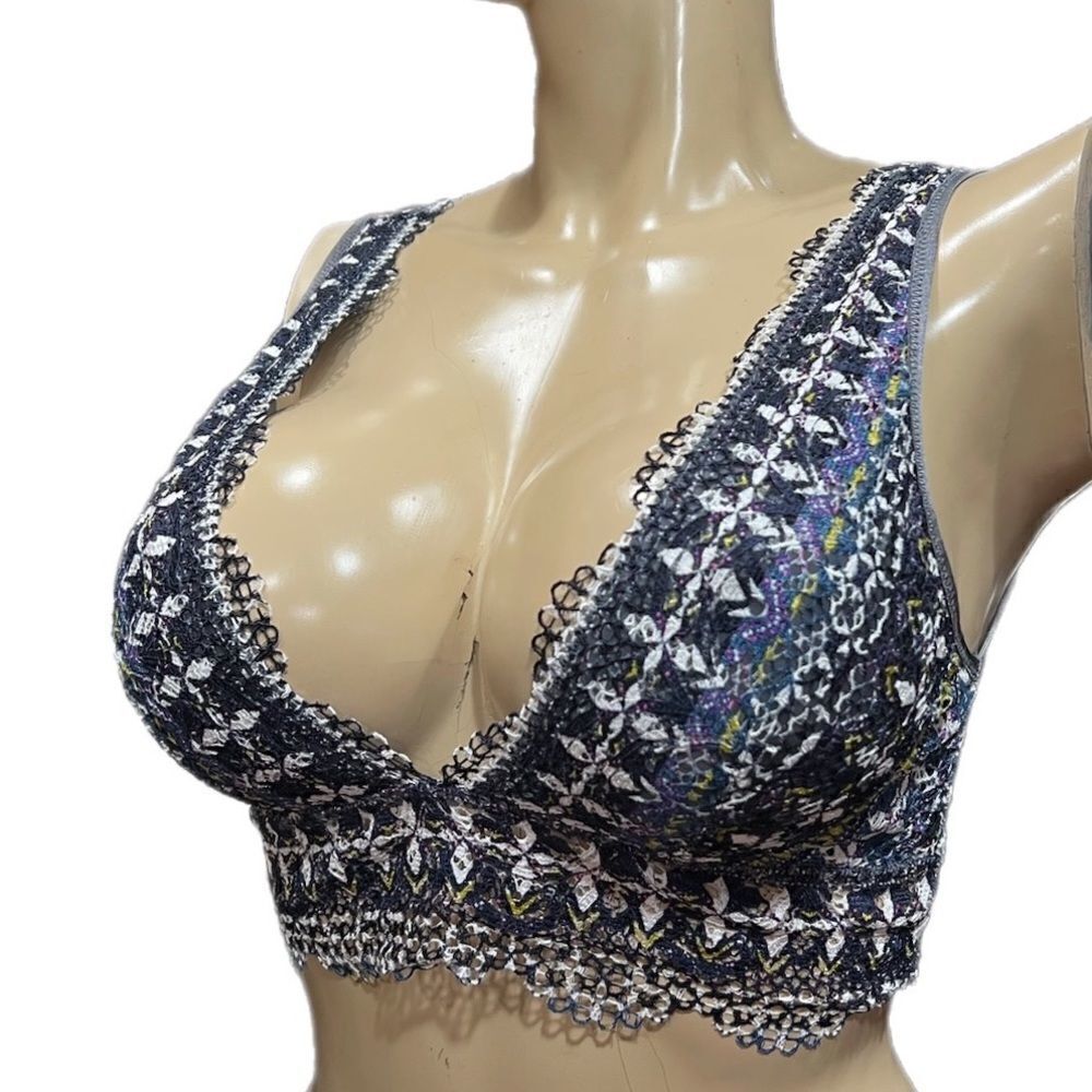 Victoria’s Secret Crochet lace deep V bralette bra multicolor
